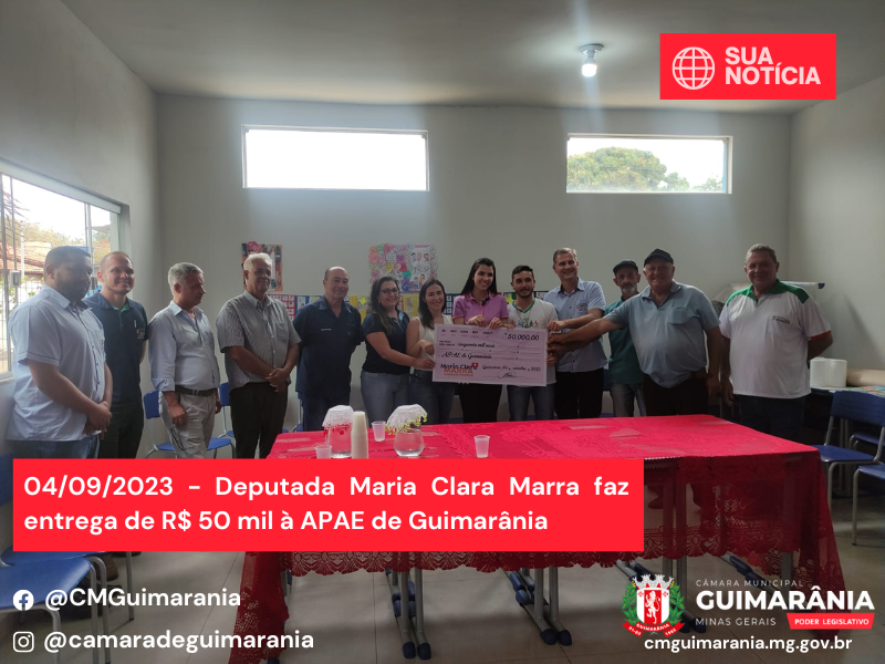 Deputada Maria Clara Marra faz entrega de R$ 50 mil à APAE de Guimarânia