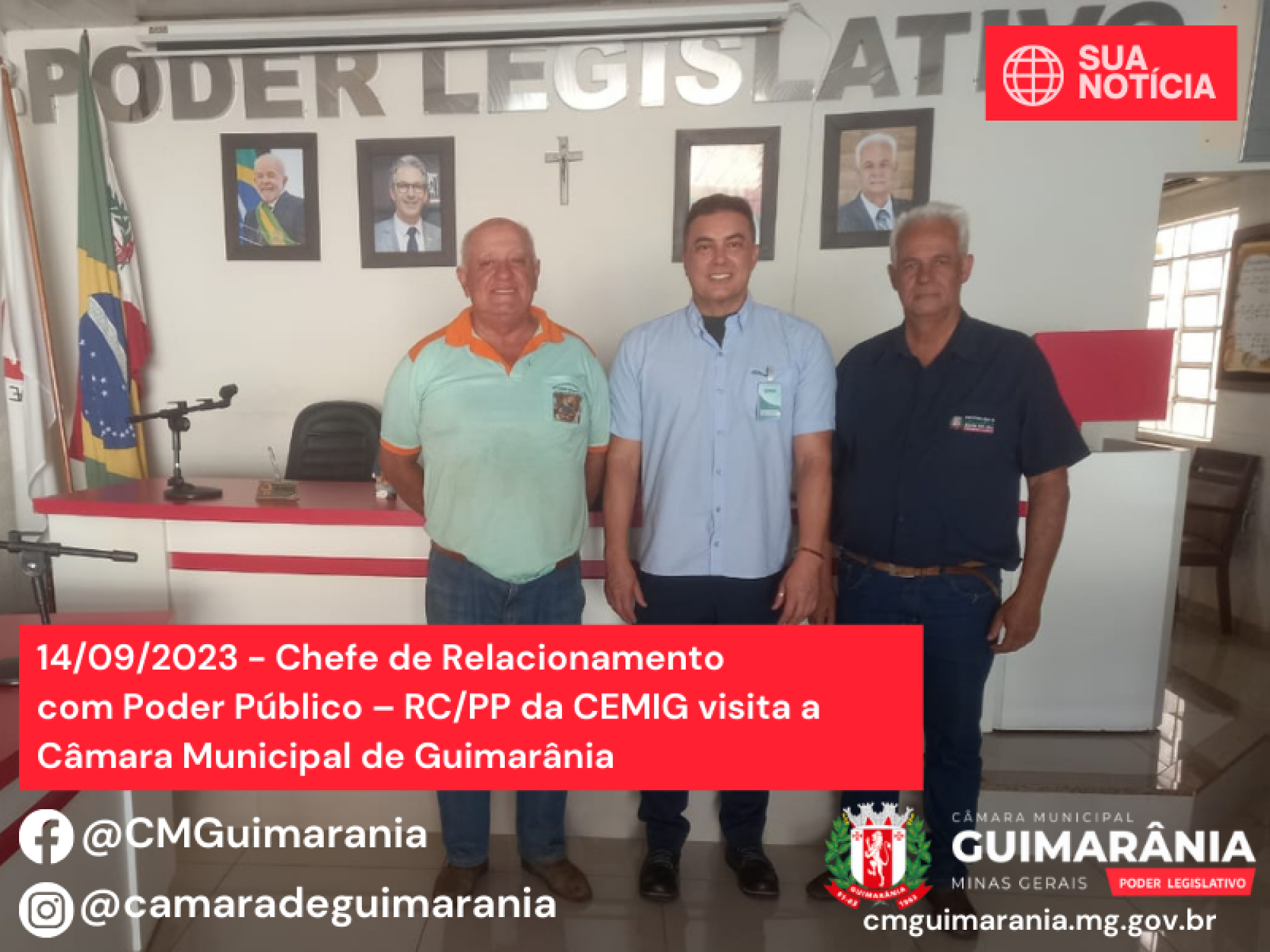 Chefe de Relacionamento com Poder Público – RC/PP da CEMIG visita a Câmara Municipal de Guimarânia 